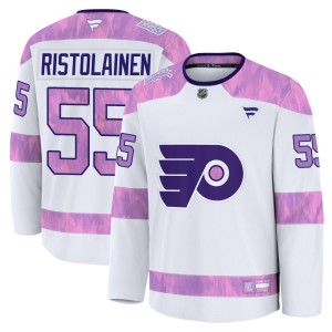 Youth Fanatics Philadelphia Flyers Rasmus Ristolainen White 2024 Hockey Fights Cancer Practice Jersey - Premium