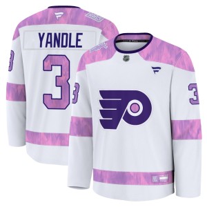 Youth Fanatics Philadelphia Flyers Keith Yandle White 2024 Hockey Fights Cancer Practice Jersey - Premium
