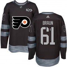 Men's Philadelphia Flyers Justin Braun Black 1917-2017 100th Anniversary Jersey - Authentic