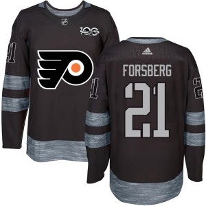 Men's Philadelphia Flyers Peter Forsberg Black 1917-2017 100th Anniversary Jersey - Authentic