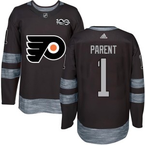Men's Philadelphia Flyers Bernie Parent Black 1917-2017 100th Anniversary Jersey - Authentic