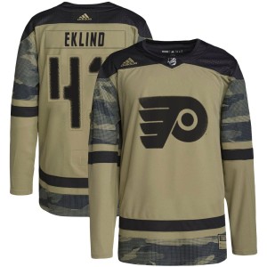 Men's Adidas Philadelphia Flyers Oscar Eklind Camo Military Appreciation Practice Jersey - Authentic