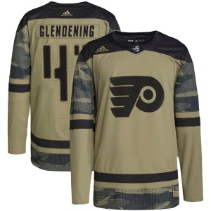 Men's Adidas Philadelphia Flyers Luke Glendening Camo Military Appreciation Practice Jersey - Authentic
