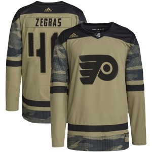 Men's Adidas Philadelphia Flyers Trevor Zegras Camo Military Appreciation Practice Jersey - Authentic