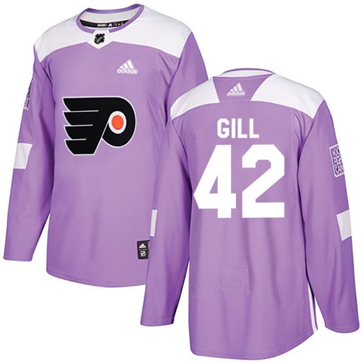 Men's Adidas Philadelphia Flyers Spencer Gill Purple Fights Cancer Practice Jersey - Authentic