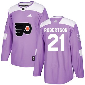 Men's Adidas Philadelphia Flyers Tucker Robertson Purple Fights Cancer Practice Jersey - Authentic