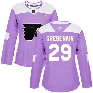Women's Adidas Philadelphia Flyers Nikita Grebenkin Purple Fights Cancer Practice Jersey - Authentic